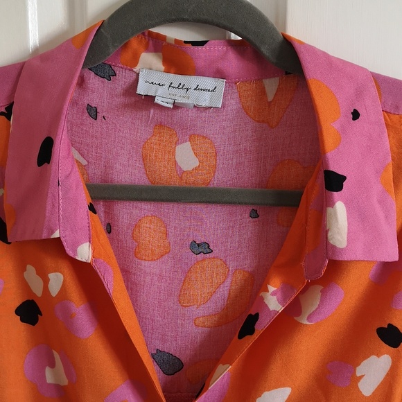 Never Fully Dressed orange & pink long sleeved blouse, size XXL - Picture 3 of 13
